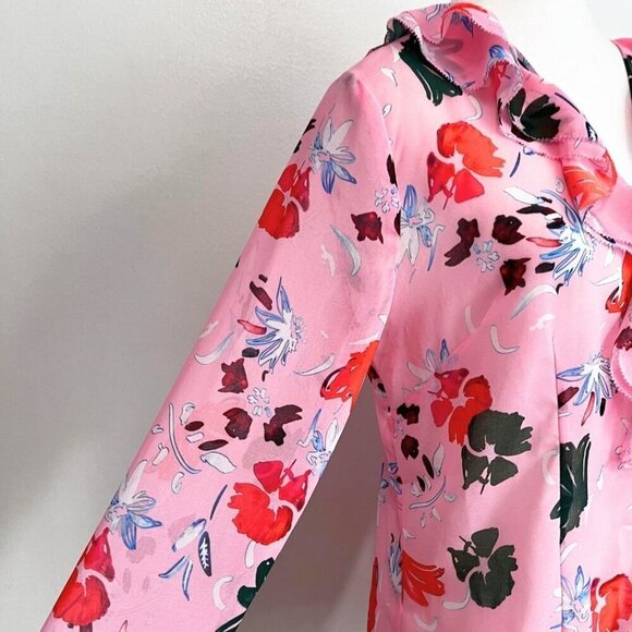 C/MEO COLLECTIVE THE MUPPET RUFFLE BLOUSE IN FLORAL PINK - S - Picture 5 of 9
